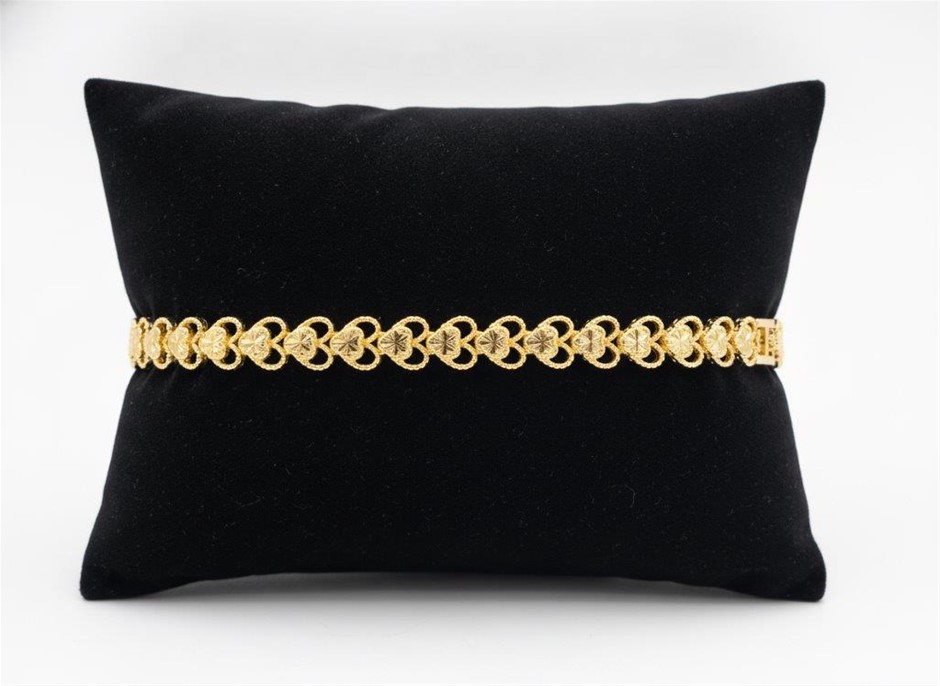 22K/Italy Yellow Gold Filled heart bracelet(stamped)-Bonus Gift