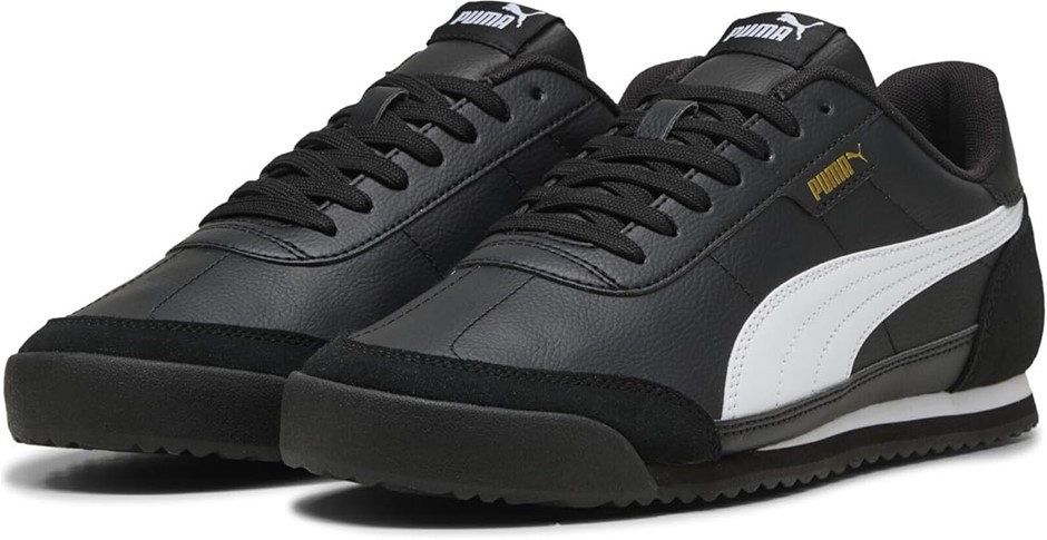 PUMA Turino II OG Shoes, Size US8, Black/White/Gold (06), 233202.