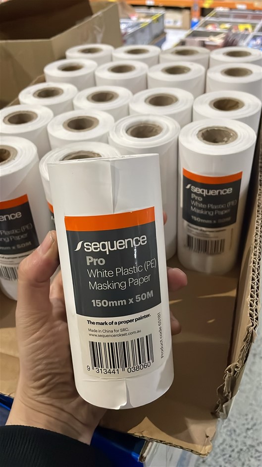 (Box of 24 Rolls) Sequence Pro White Painters Plastic Masking Paper - 150mm
