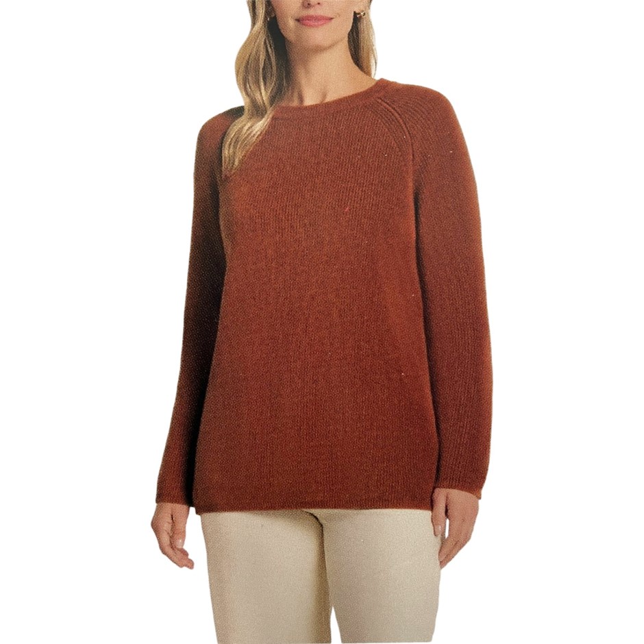 MATTY M Women's Rib Sweater, Size M, 60% Cotton, Root Beer.