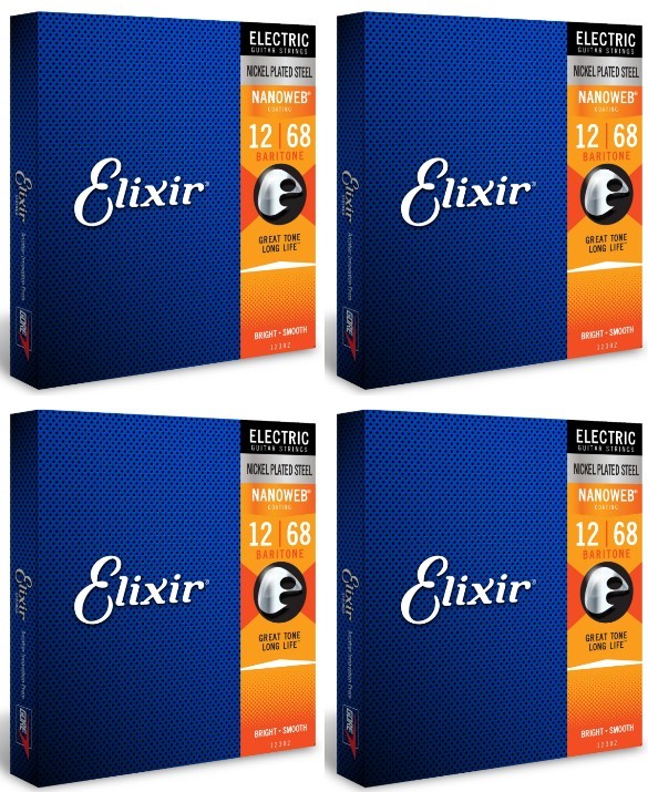 4 x Elixir Strings, Electric Guitar Strings, Nickel Plated Steel with NANOW