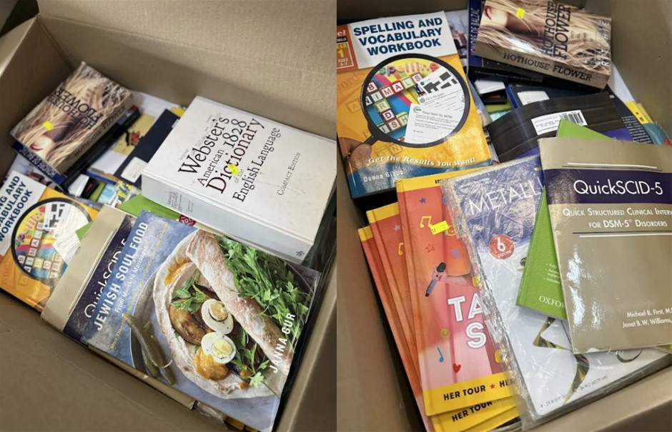 Assorted book bundle featuring a mixed selection of novels, cookbooks, work