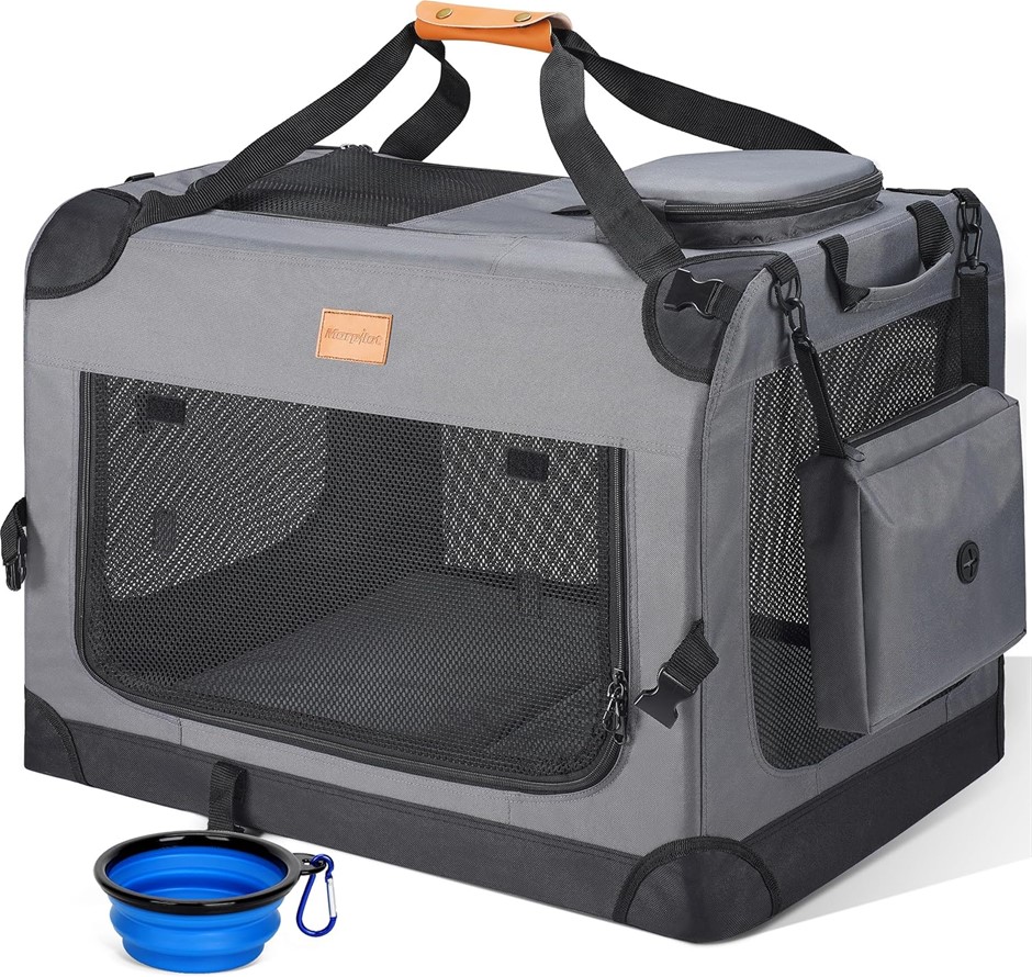 MORPILOT Large Dog & Cat Carrier, Grey.