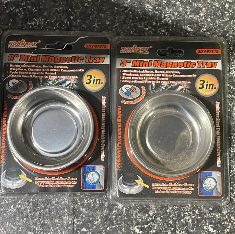 2 Pack - Magnetic Parts Bowl Trays 3" Inch Stainless Steel Round Pallets
