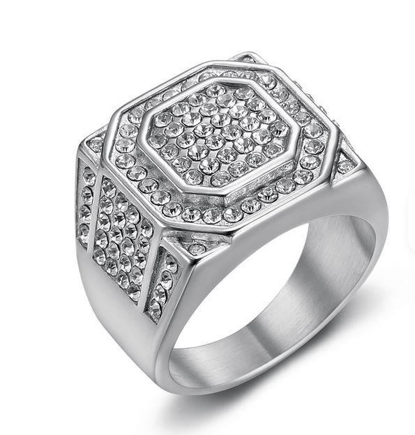 Italy 925 Silver Hip Hop Men's Ring (Stamps)-11 US