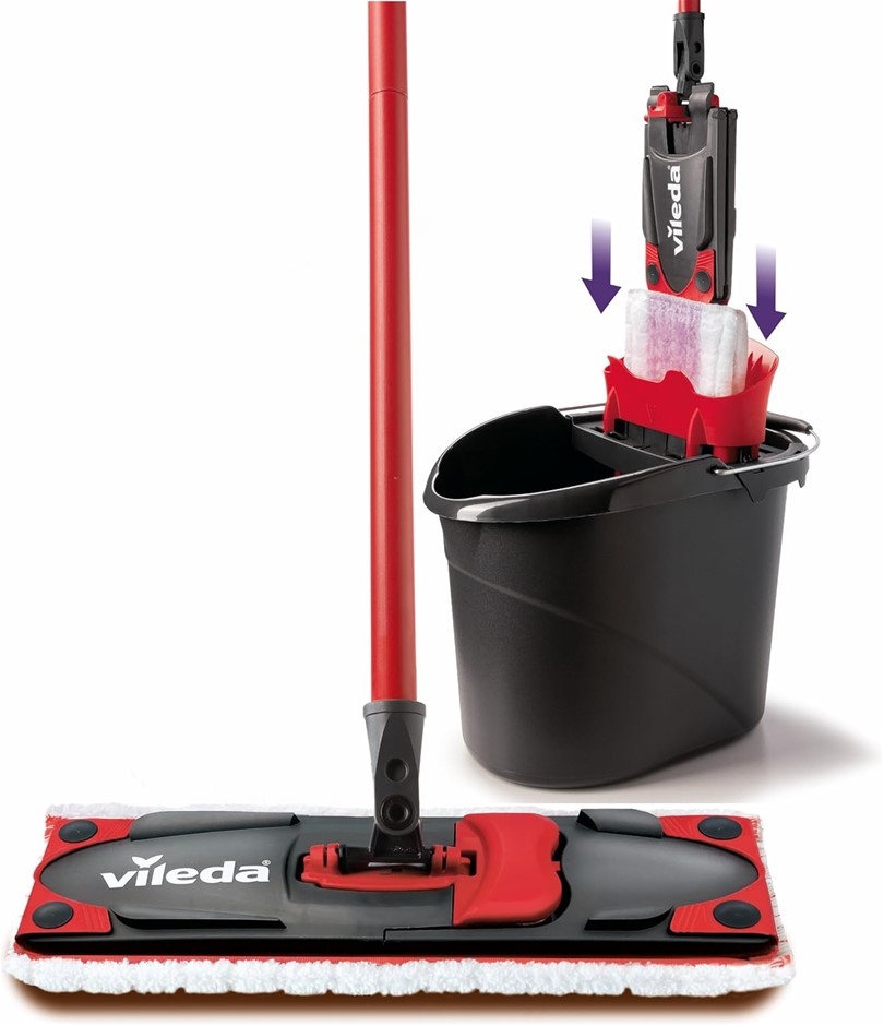 VILEDA Ultramax Care Sensitive Complete Set, Floor Mop with Microfibre Cove