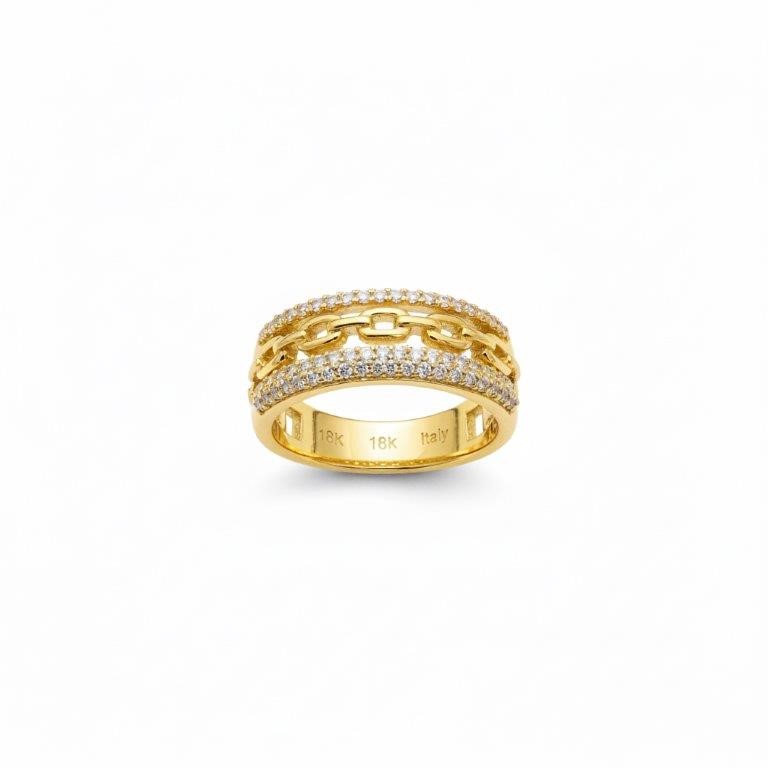 18K/ITALY Yellow Gold Filled Ring -Quality Guarantee-7 US-Bonus Gift