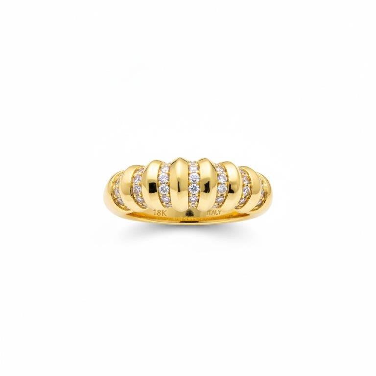 18K/ITALY Yellow Gold Filled Ring -Quality Guarantee-8 US-Bonus Gift