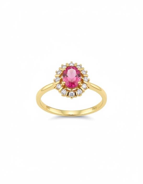 14K/Italy 1.5ct Ruby Oval cut Yellow Gold Filled Ring Warranty Quality-8US
