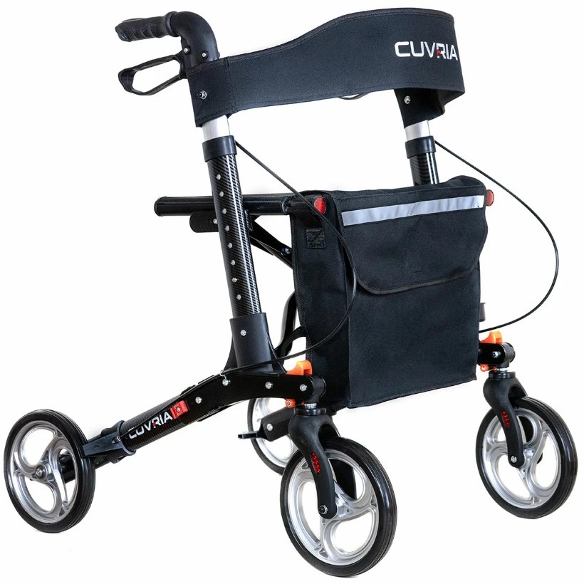 CUVRIA Rollator Carbon Fiber Print 20.3 cm Wheel. NB: Assembled, seat is to