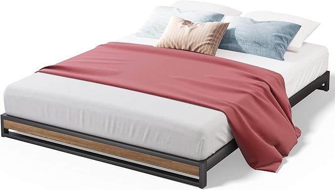 ZINUS 15cm Queen Bed Base Low, Suzanne Industrial Frame Strong Black Metal