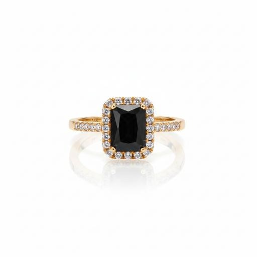 14K/Italy 2.0ct black Emerald Cut Yellow Gold Filled Ring7US