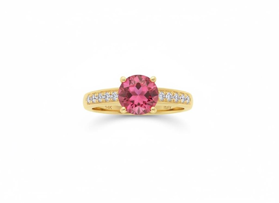 14K/Italy 1.0ct Ruby Stone Yellow Gold Filled Ring(stamped)-8US-Bonus Gift