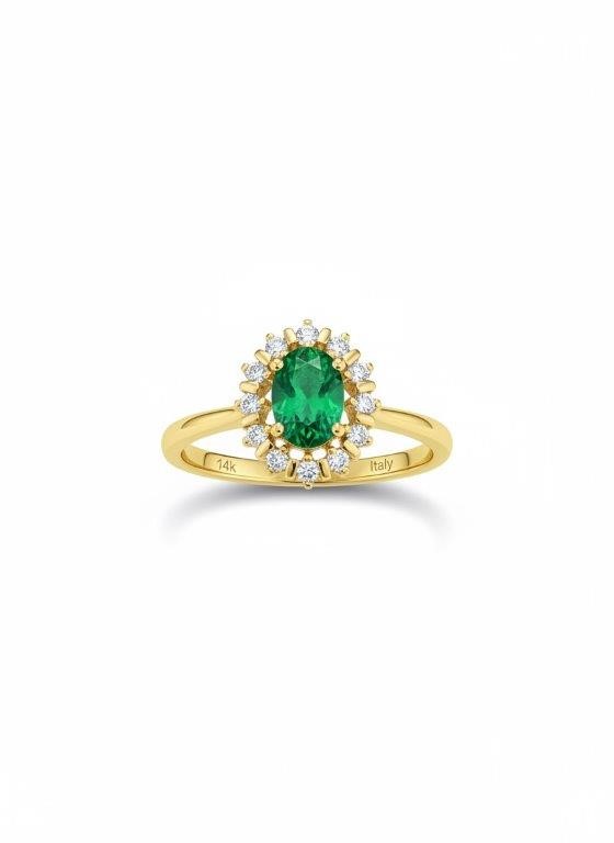 14K/Italy 1.5ct green Oval Cut Yellow Gold Filled Ring Warranty Quality-9US