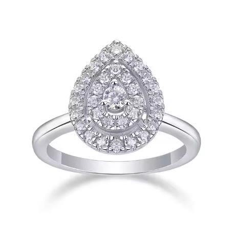 GRA Moissanite white 18k white Gold Vermeil Ring -7US