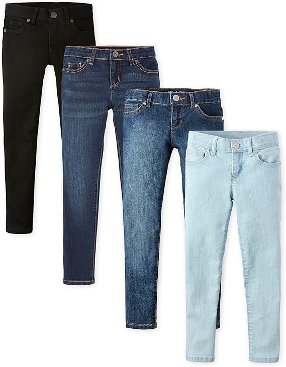 4pk x THE CHILDREN'S PLACE Girl's Super Skinny Jeans, Size 6, Black Wash/D