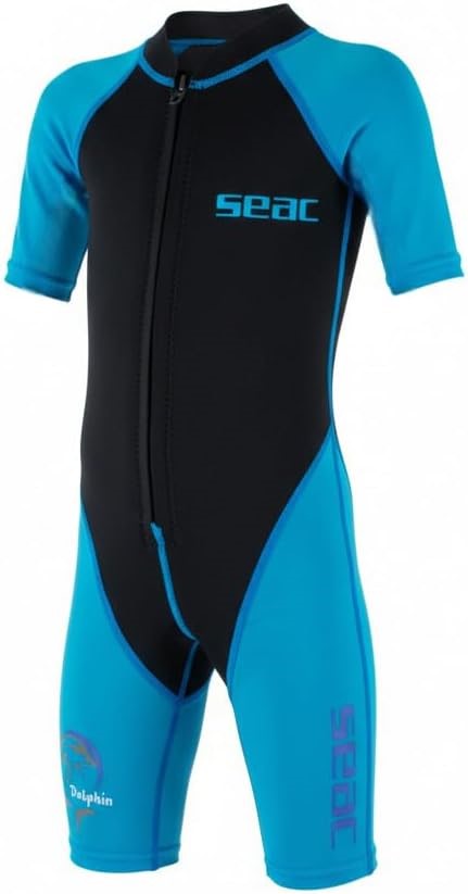 SEAC Kids Youth Dolphin Shorty Wetsuit, Size 11 Years, 1,5 mm Neoprene and