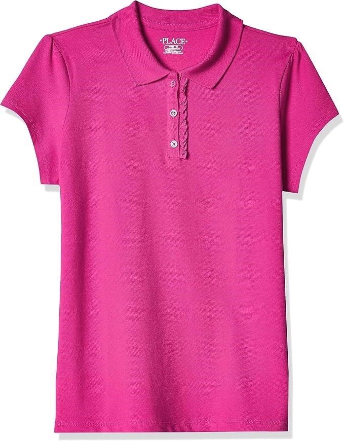 3 x THE CHILDREN'S PLACE Girls' Pique Polo, Size L (10/12), Aurora Pink (09