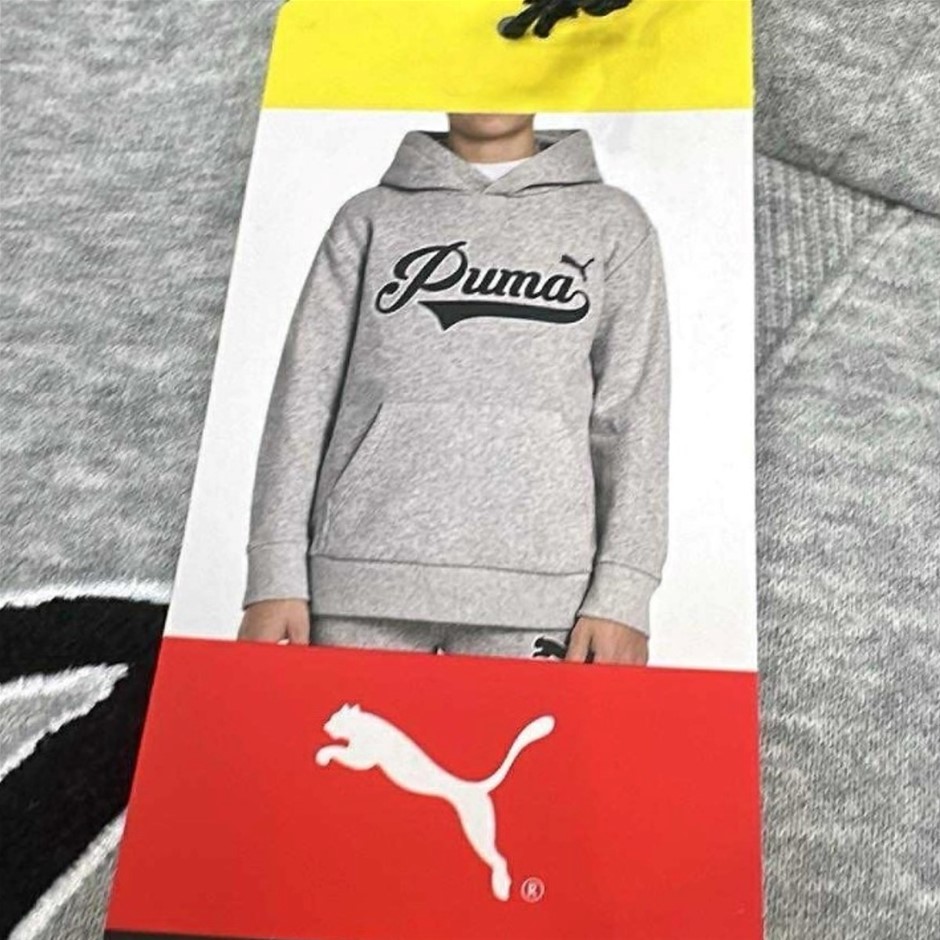 PUMA Boys' Fleece Hoodie, Size M (UK 11-12Y), Grey (03), 220986. Buyers No