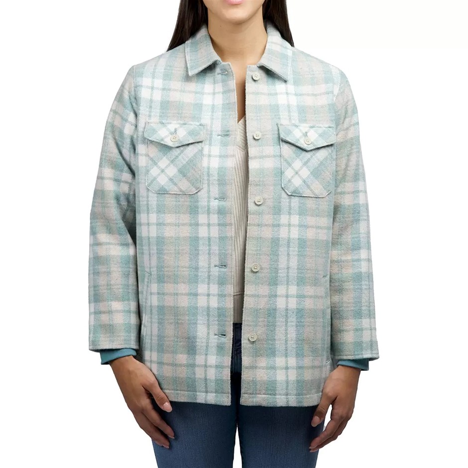 JACHS Women's Wool Blend Shacket, Size S, Mint Plaid. Buyers Note - Discou