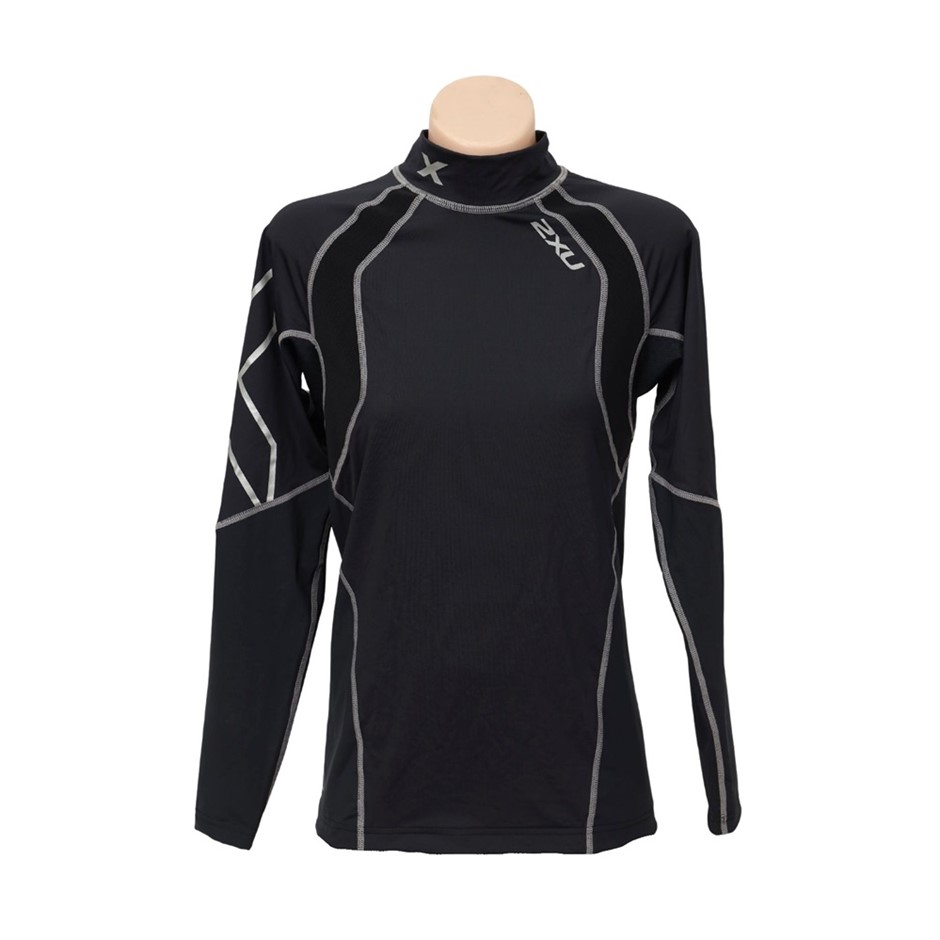 2XU Women's Long Sleeve High Performance Power Top, Size XS, Black/Reflecti