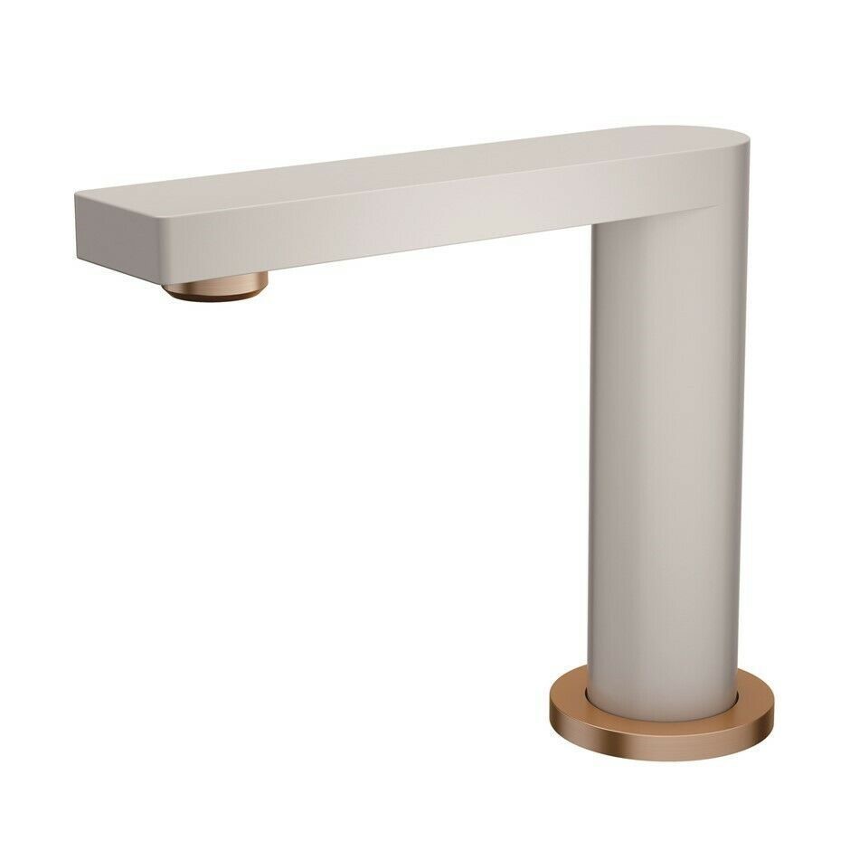 MONDELLA Signature Basin Spout, White & Rose Gold, 180mm L x 135mm H, Brass