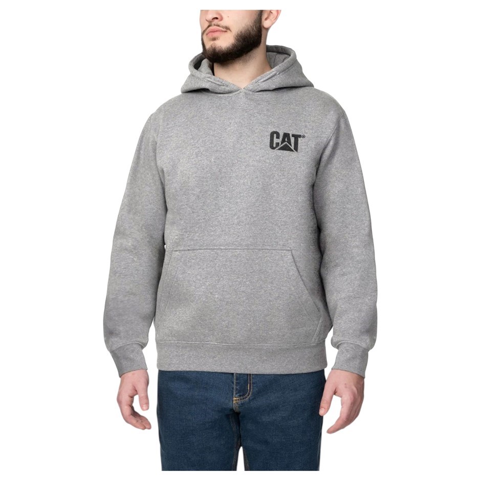 CAT Men's Trademark Hoodie, Size 2XL, 70% Cotton, Heather Grey (10122), 805