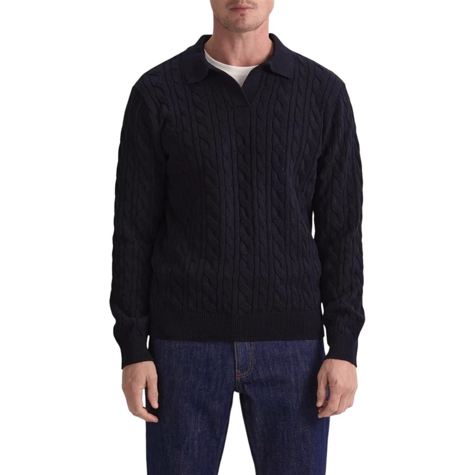 SPORTSCRAFT Men's Sweater, Size 2XL, 100% Cotton, Navy.