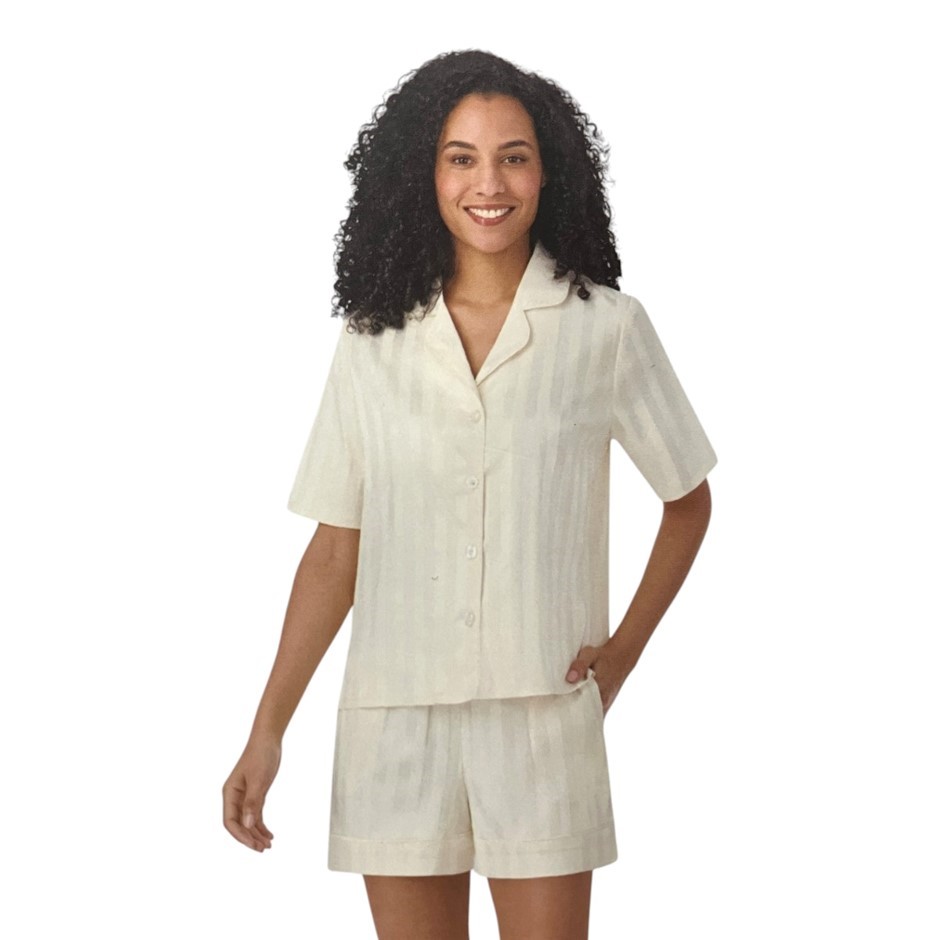 MIDNIGHT By CAROLE HOCHMAN Women's 2pc Satin PJs, Size L, Ivory. NB: may ha