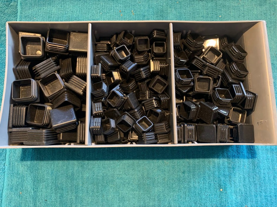 Tub Comprising Various Sized Square End Caps (Unused)