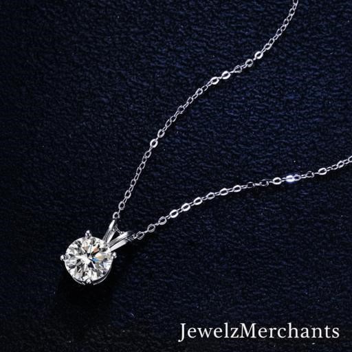 1.0ct GRA Moissanite white Brilliant Cut 925 Sterling Silver Pendant