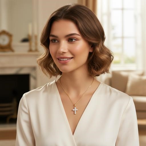 GRA Moissanite white Brilliant Cut 925 Sterling Silver Cross Pendant