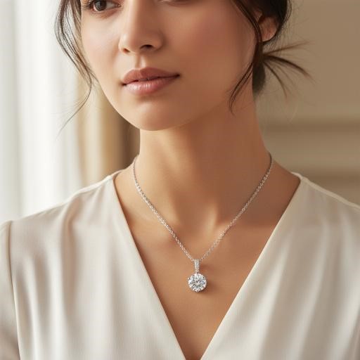 1.0ct GRA Moissanite white Brilliant Cut 925 Sterling Silver Pendant