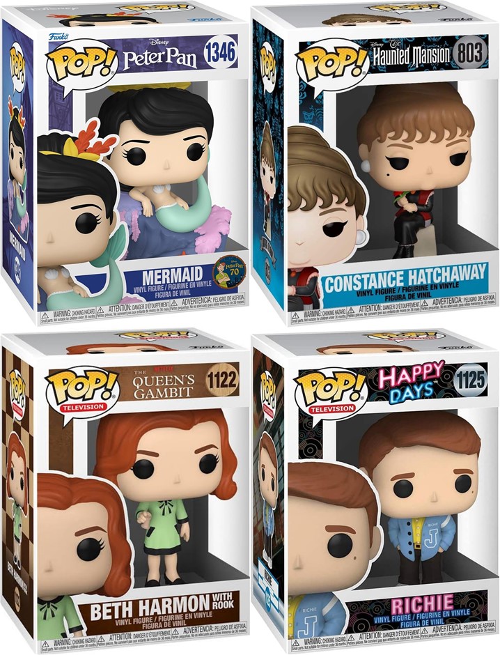 4 x FUNKO POP: Constance Hatchaway (Haunted Mansion) 10 cm, Mermaid (Disney