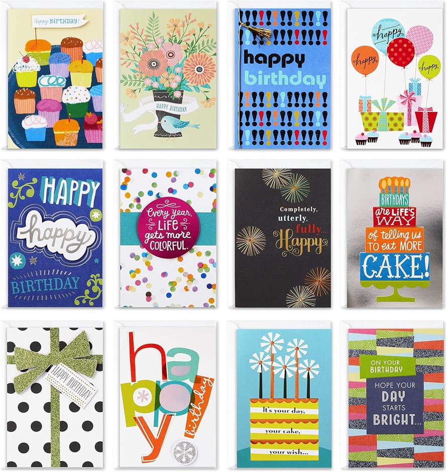 2 x Hallmark Assorted Birthday Greeting Cards (12 Cards and Envelopes)
