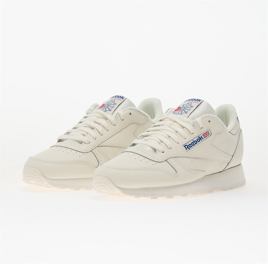 REEBOK Men's Classic Leather Sneaker, Chalk/Vector Blue/Vector Red, 8 US
