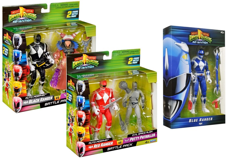 3 x POWER RANGERS: Mighty Morphin Re-Ignition Auto-Morphin Red Ranger vs Pu