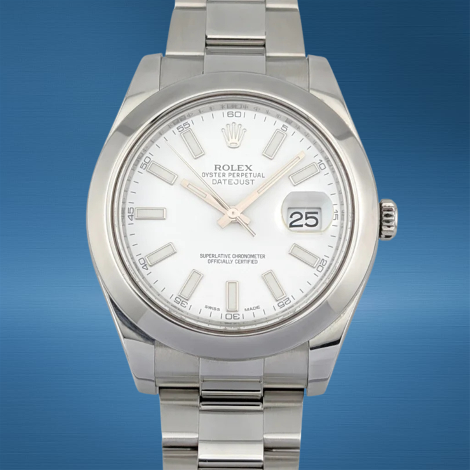 ROLEX DATEJUST II 41MM STAINLESS STEEL 116300 AUTOMATIC WHITE DIAL WXO&COA