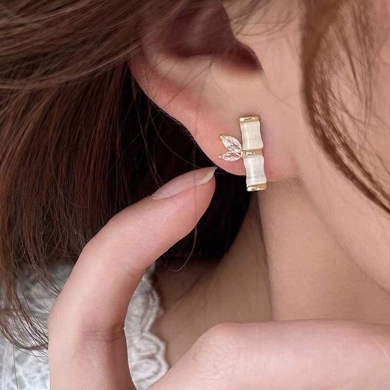 Designer Simulated Diamond Rectangular Earrings in Gold