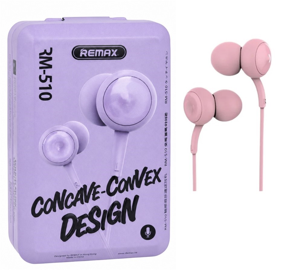 REMAX RM-510 3.5 mm Jack Wired Earphone, Pink