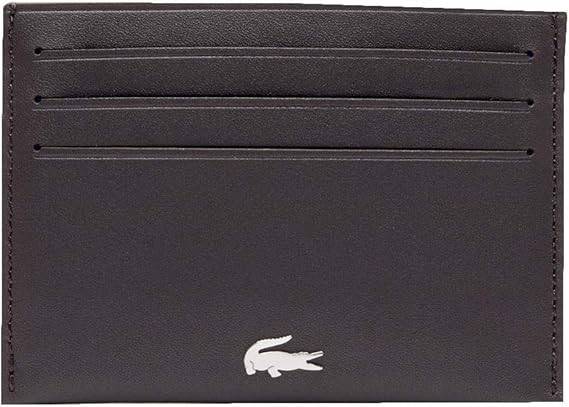 LACOSTE Men's FG Leather Card Holder, Dark Brown, One Size, NH1346FG.