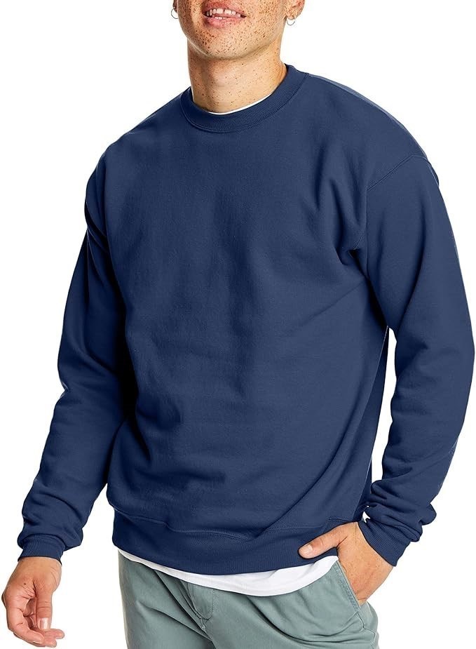 HANES Men's EcoSmart Fleece Sweatshirt, Navy, Size XL, OP160. Buyers Note