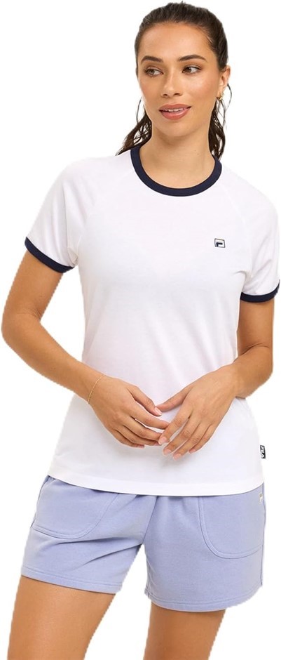 FILA Women's Hazel Ringer Tee, Size XS, White, AST22613. RRP: $50. Buyers