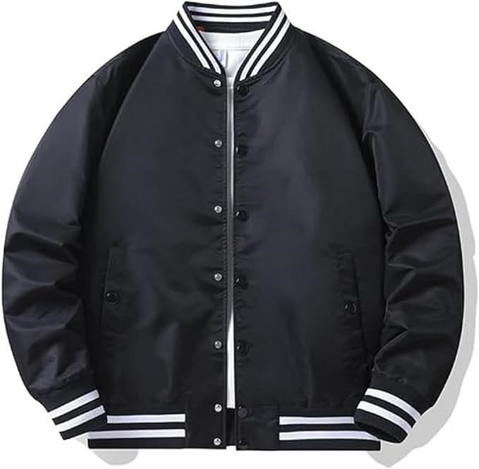 Men's Lightweight Plug-in Baseball Jacket, Size 4XL, Black / White. Buyers
