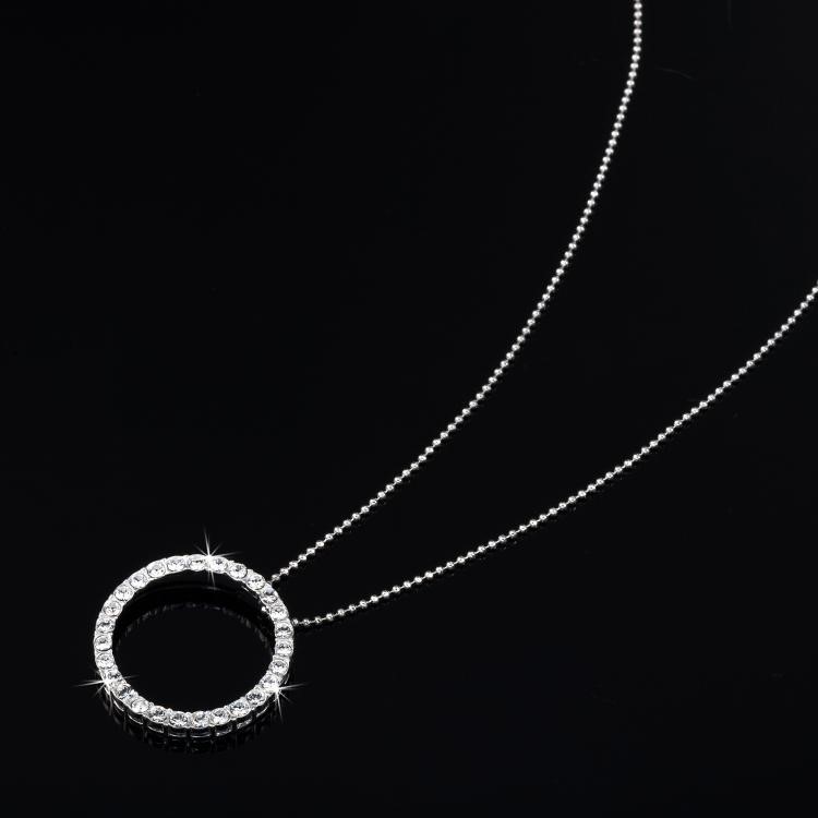 925 Sterling Silver Plated Eternity Pendant Featuring 30 Swarovski