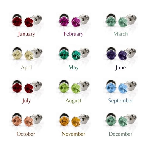 BULK PACK - 12 x Pairs of Birthstone Coloured 5mm Earrings