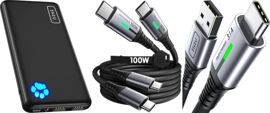BUNDLE of INIU Power Bank, Slimmest 10000mAh USB C Portable Charger, Triple