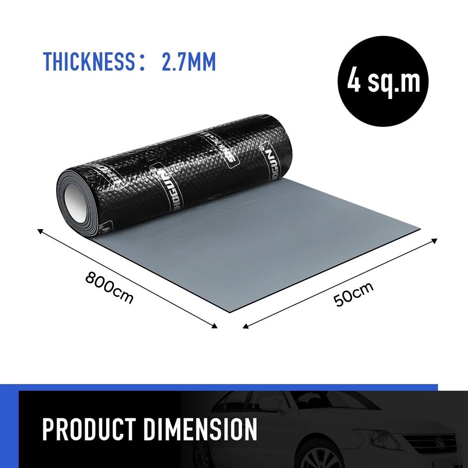 Black Butyl Car Sound Deadening Mat 2.7mm 50x800cm 4sqm
