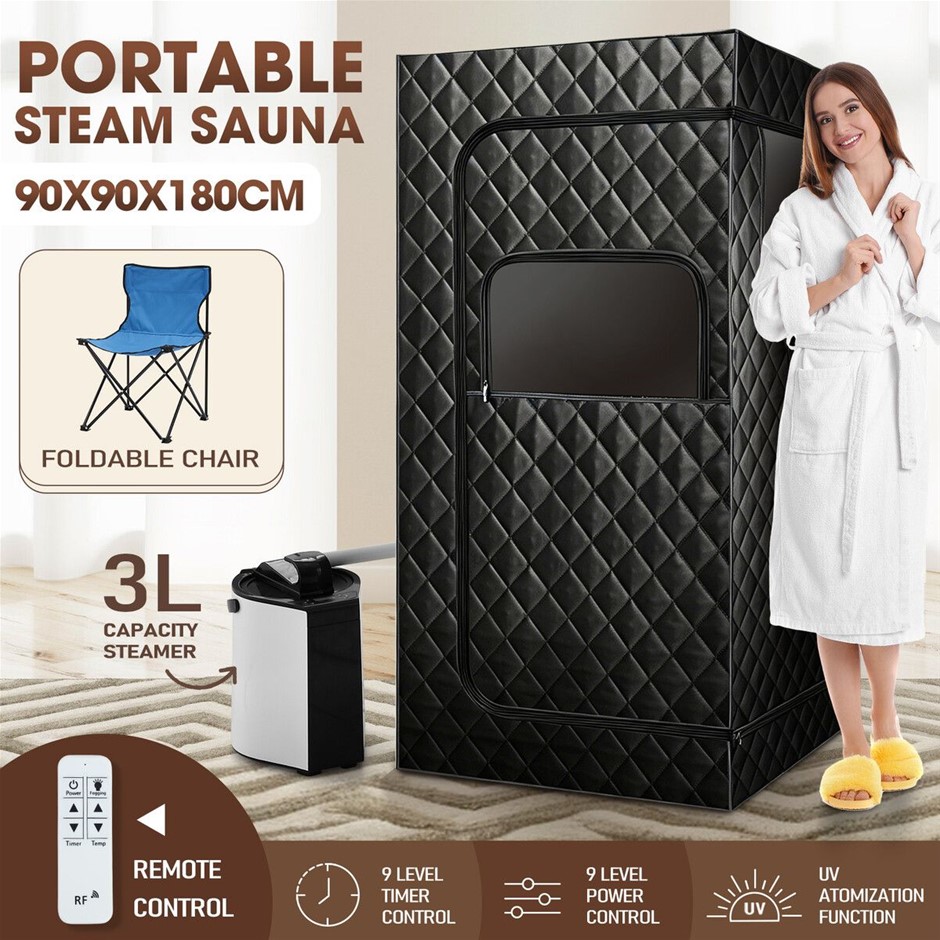 Portable Foldable Sauna Steam Tent with Chair Remote Control 90x90x180cm