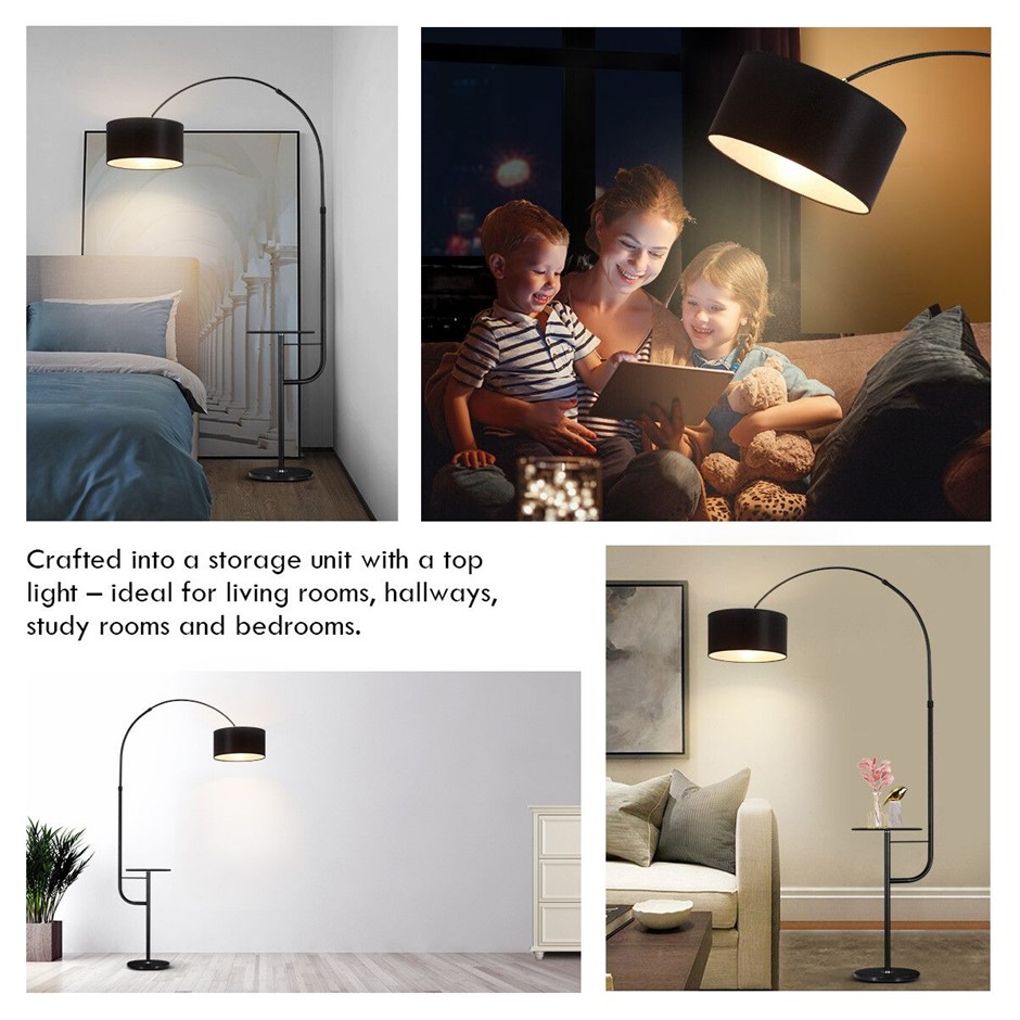 Modern Black LED Floor Lamp Arc Standing Corner Reading Light Adjustable